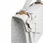 Preview: Handle Bag with shoulder strap made of ostrich leather white